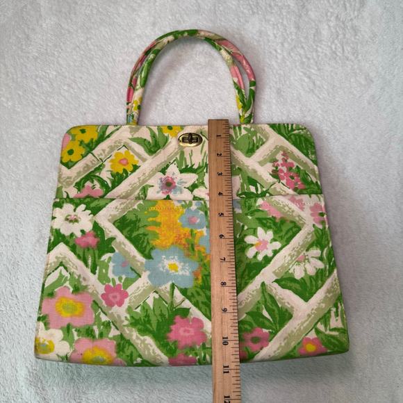 Vintage 1960s Floral Satchel Handbag, Spring Bag, Gardiner Maine Margaret Smith - Picture 11 of 12
